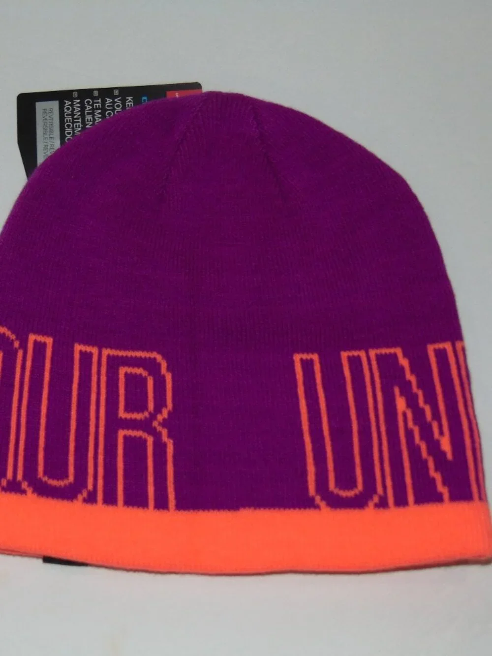 New Under Armour Coldgear Youth Girl's Winter Hat Purple Knit Beanie